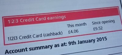 Santander 123 Credit Card cashback earnings